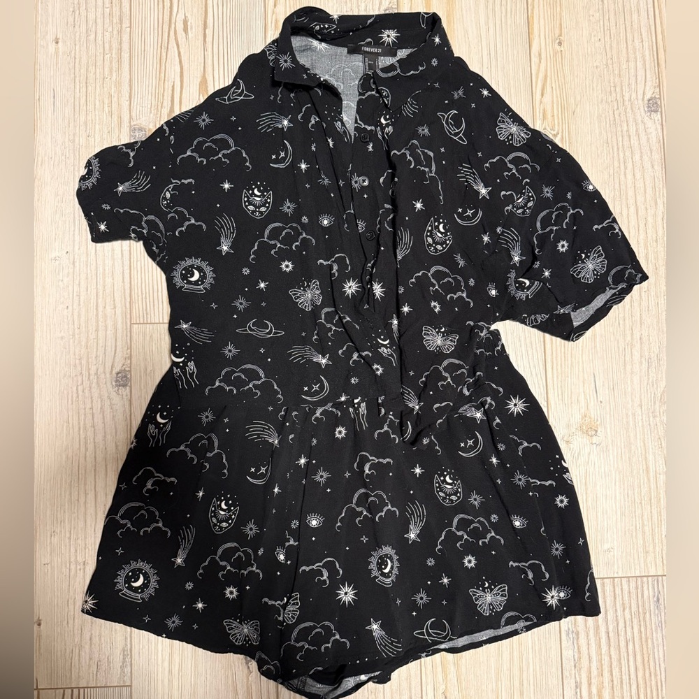 Celestial Two Piece Set | Witchy Cropped Button Up & Shorts